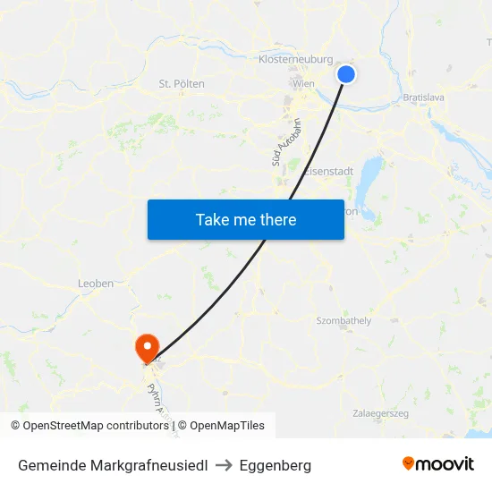 Gemeinde Markgrafneusiedl to Eggenberg map