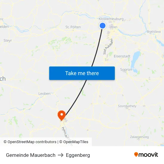 Gemeinde Mauerbach to Eggenberg map