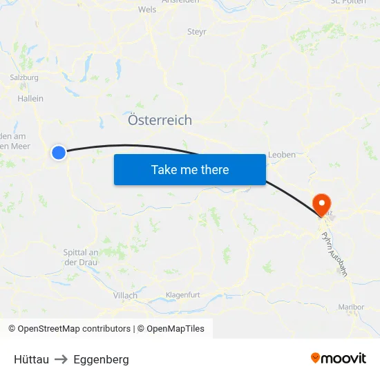 Hüttau to Eggenberg map