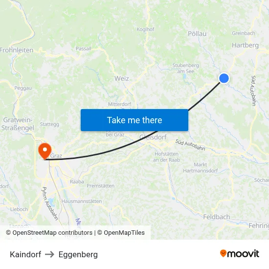 Kaindorf to Eggenberg map