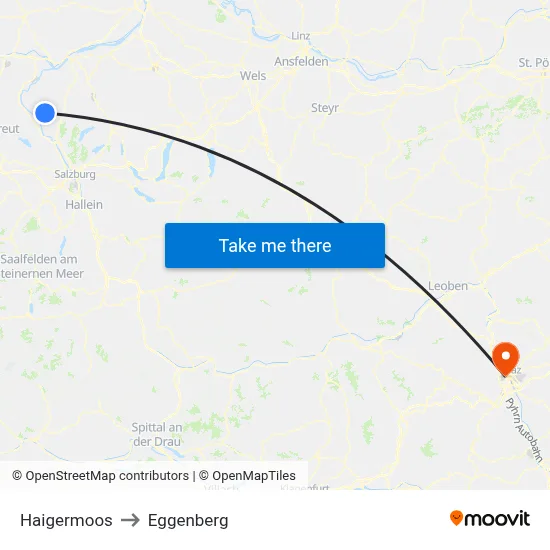 Haigermoos to Eggenberg map