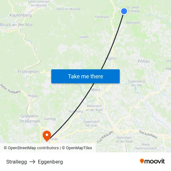Strallegg to Eggenberg map