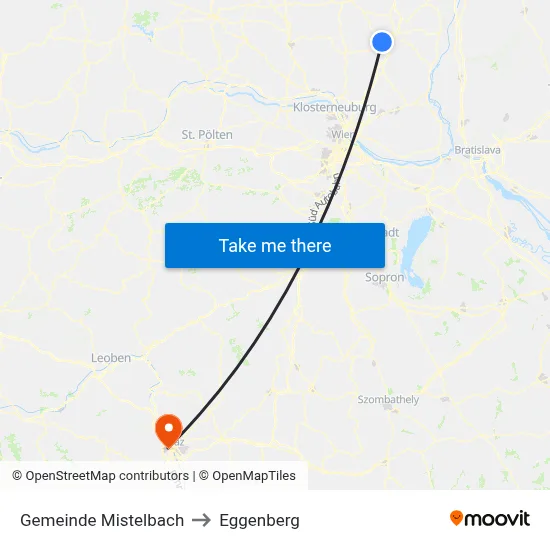 Gemeinde Mistelbach to Eggenberg map