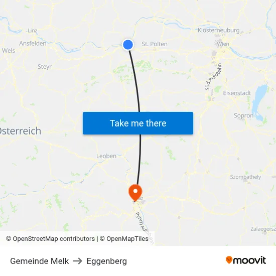 Gemeinde Melk to Eggenberg map