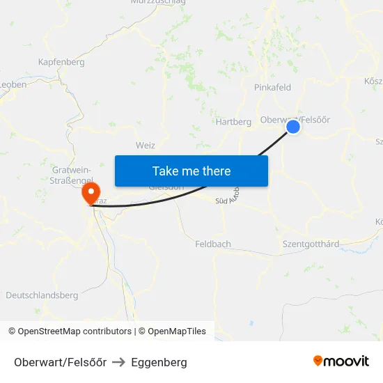 Oberwart/Felsőőr to Eggenberg map