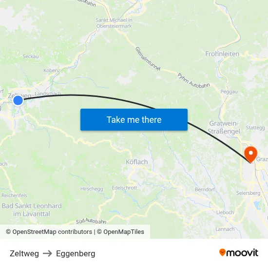 Zeltweg to Eggenberg map
