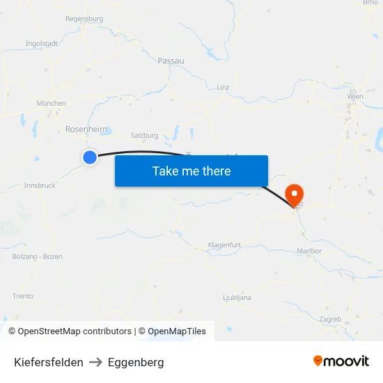 Kiefersfelden to Eggenberg map