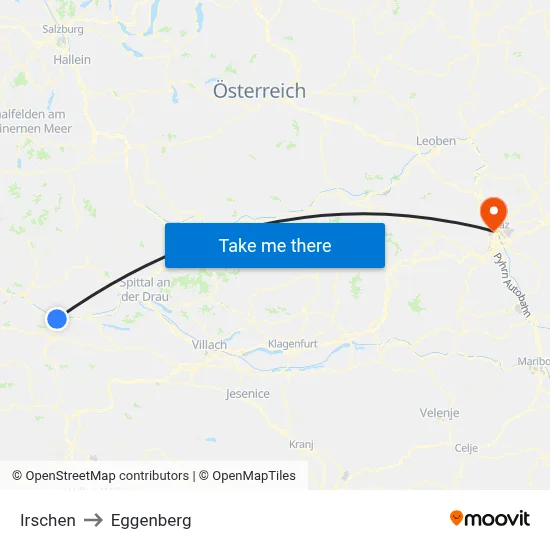Irschen to Eggenberg map