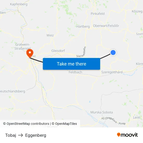 Tobaj to Eggenberg map