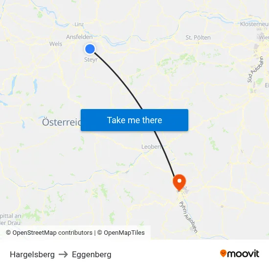 Hargelsberg to Eggenberg map
