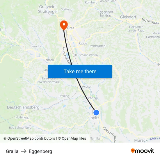 Gralla to Eggenberg map