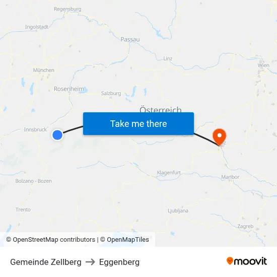 Gemeinde Zellberg to Eggenberg map