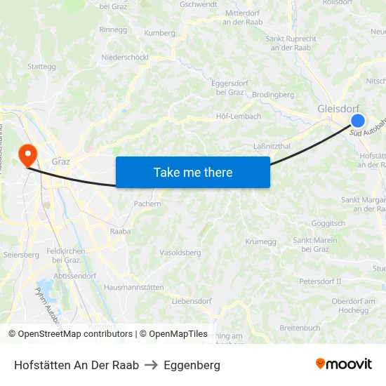 Hofstätten An Der Raab to Eggenberg map