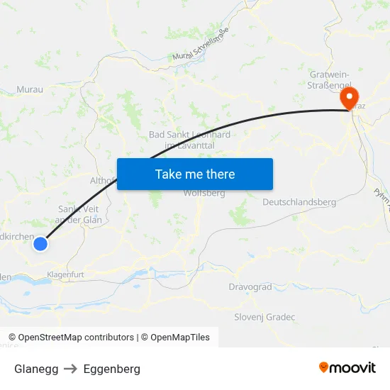 Glanegg to Eggenberg map