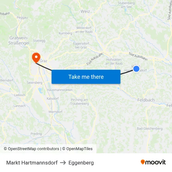 Markt Hartmannsdorf to Eggenberg map