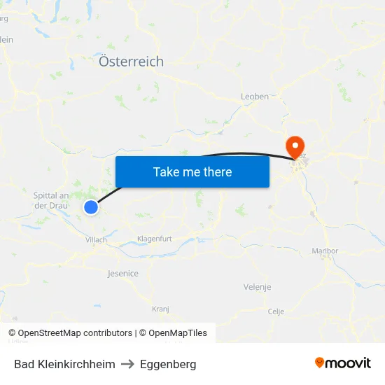 Bad Kleinkirchheim to Eggenberg map