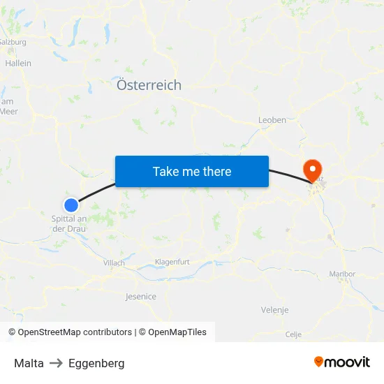 Malta to Eggenberg map