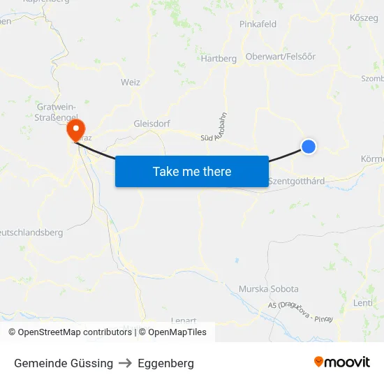 Gemeinde Güssing to Eggenberg map