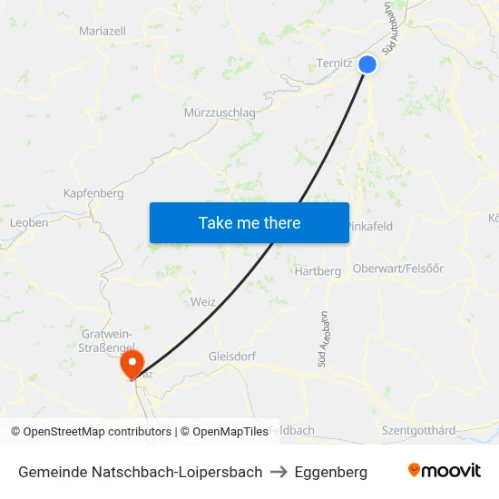 Gemeinde Natschbach-Loipersbach to Eggenberg map