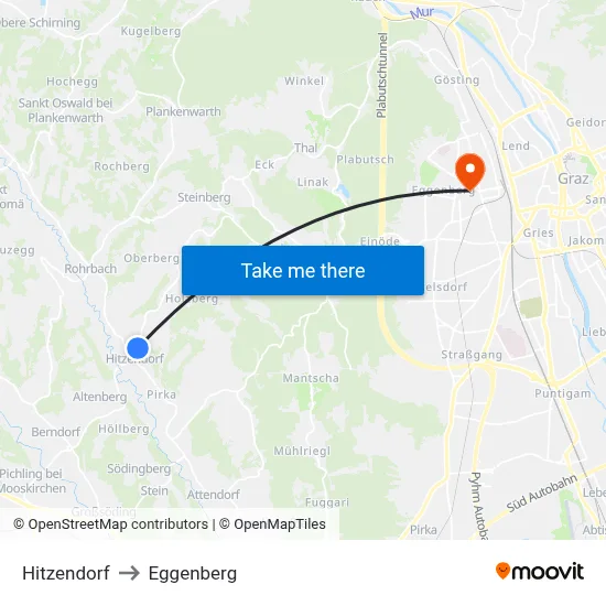 Hitzendorf to Eggenberg map