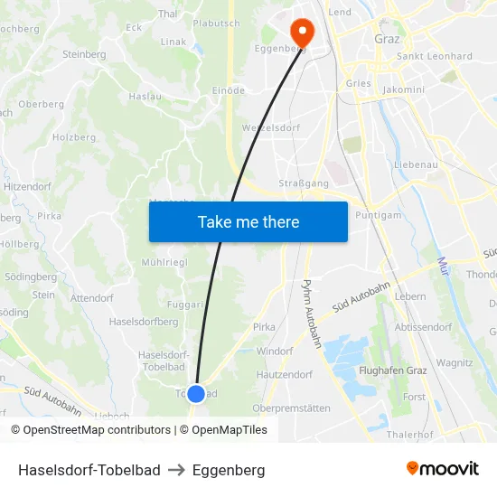 Haselsdorf-Tobelbad to Eggenberg map