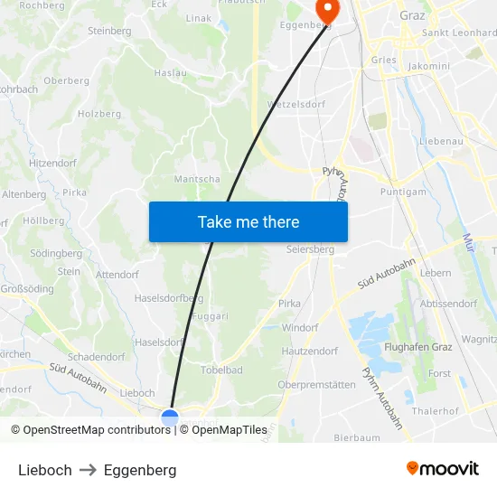 Lieboch to Eggenberg map