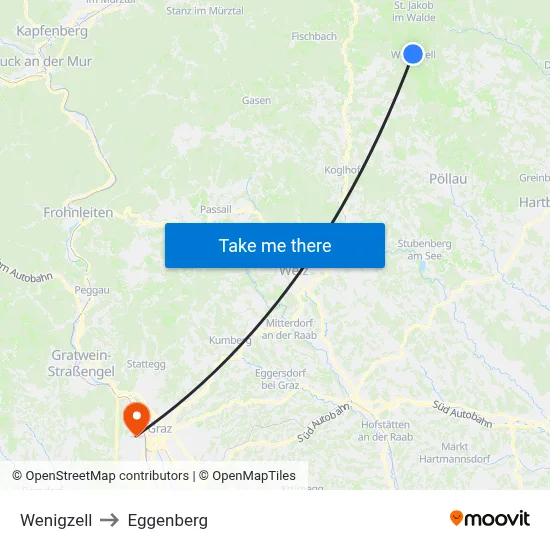 Wenigzell to Eggenberg map