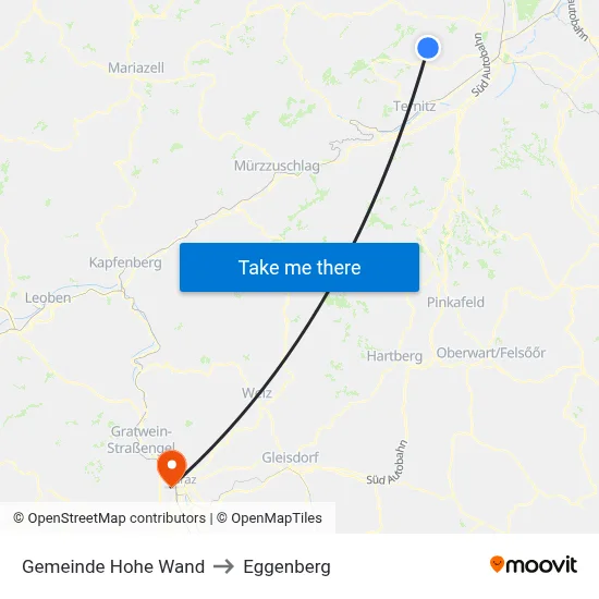Gemeinde Hohe Wand to Eggenberg map