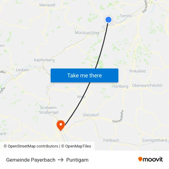 Gemeinde Payerbach to Puntigam map