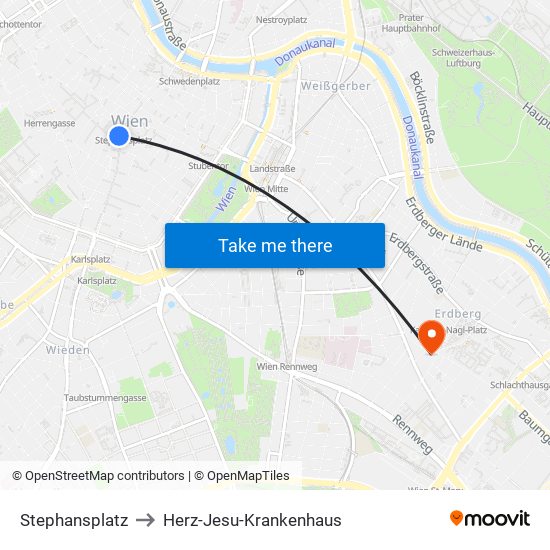 Stephansplatz to Herz-Jesu-Krankenhaus map