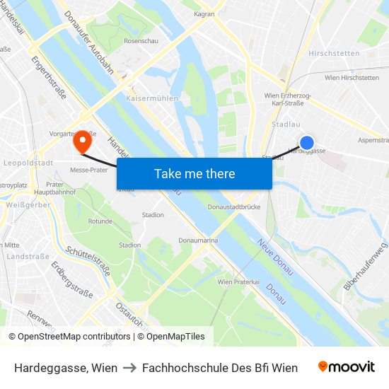 Hardeggasse, Wien to Fachhochschule Des Bfi Wien map