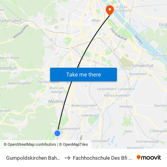 Gumpoldskirchen Bahnhof to Fachhochschule Des Bfi Wien map