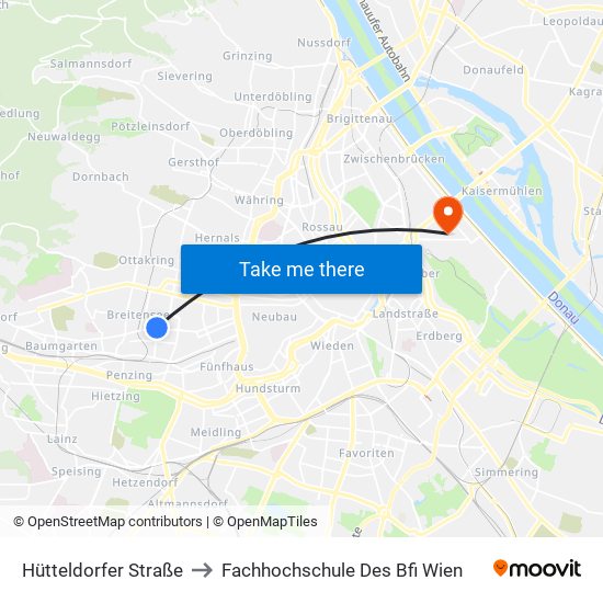 Hütteldorfer Straße to Fachhochschule Des Bfi Wien map