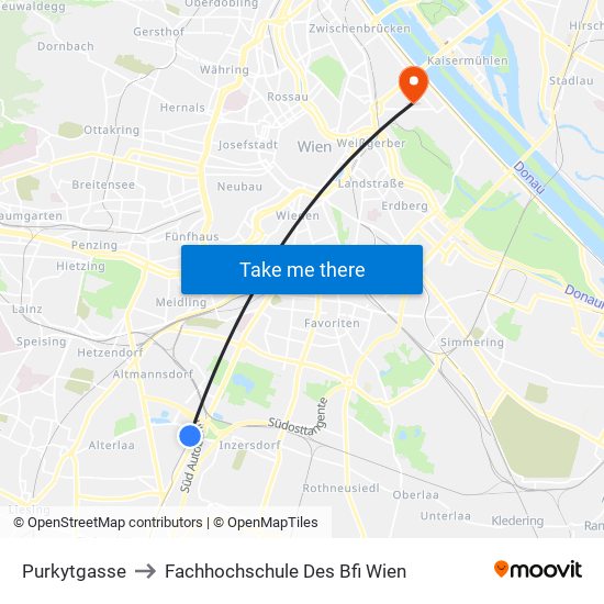 Purkytgasse to Fachhochschule Des Bfi Wien map