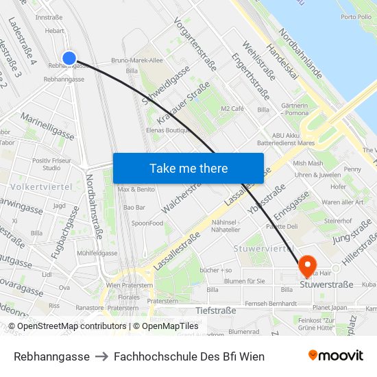 Rebhanngasse to Fachhochschule Des Bfi Wien map