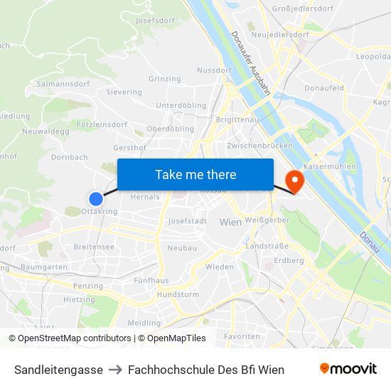 Sandleitengasse to Fachhochschule Des Bfi Wien map