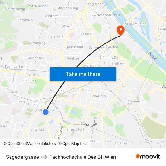 Sagedergasse to Fachhochschule Des Bfi Wien map