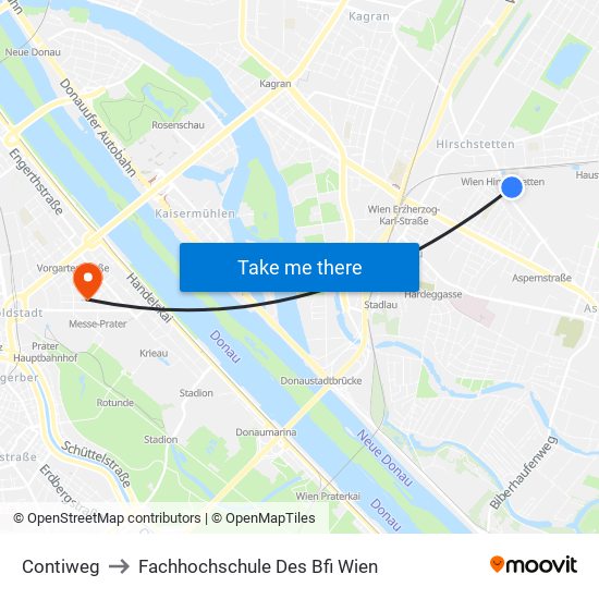 Contiweg to Fachhochschule Des Bfi Wien map