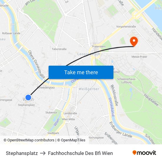 Stephansplatz to Fachhochschule Des Bfi Wien map