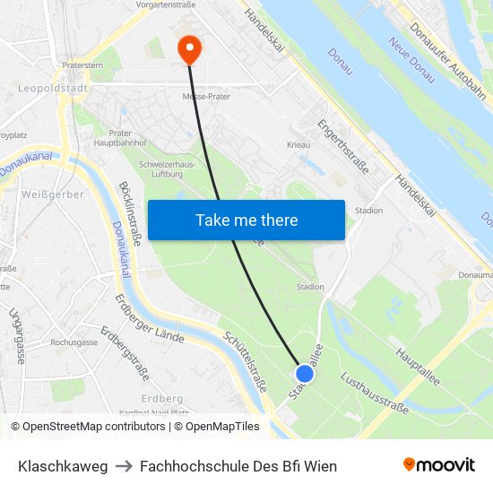 Klaschkaweg to Fachhochschule Des Bfi Wien map