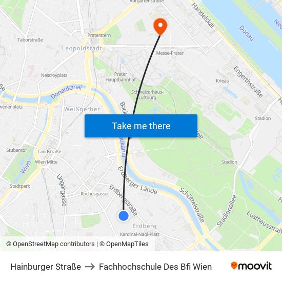 Hainburger Straße to Fachhochschule Des Bfi Wien map