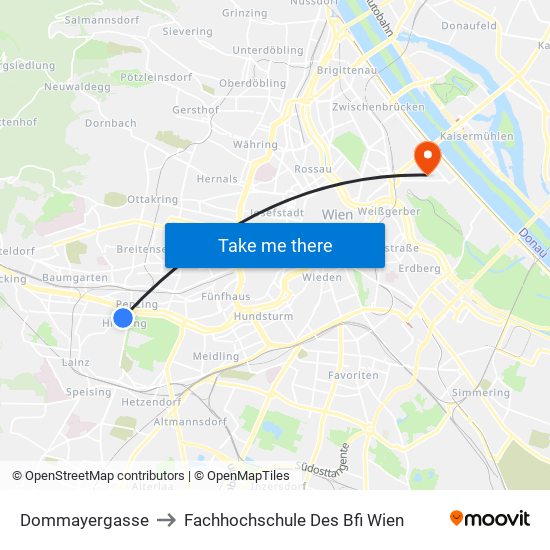 Dommayergasse to Fachhochschule Des Bfi Wien map