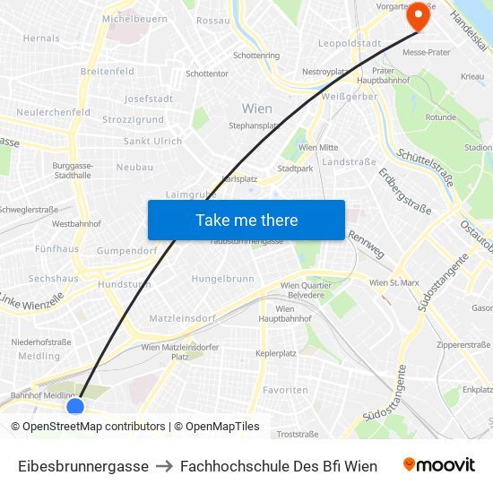 Eibesbrunnergasse to Fachhochschule Des Bfi Wien map