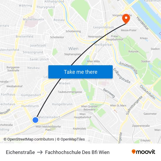 Eichenstraße to Fachhochschule Des Bfi Wien map