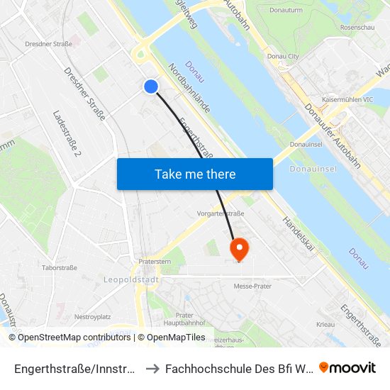 Engerthstraße/Innstraße to Fachhochschule Des Bfi Wien map