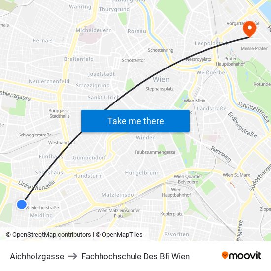 Aichholzgasse to Fachhochschule Des Bfi Wien map