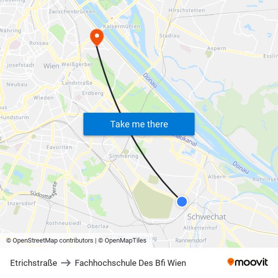 Etrichstraße to Fachhochschule Des Bfi Wien map