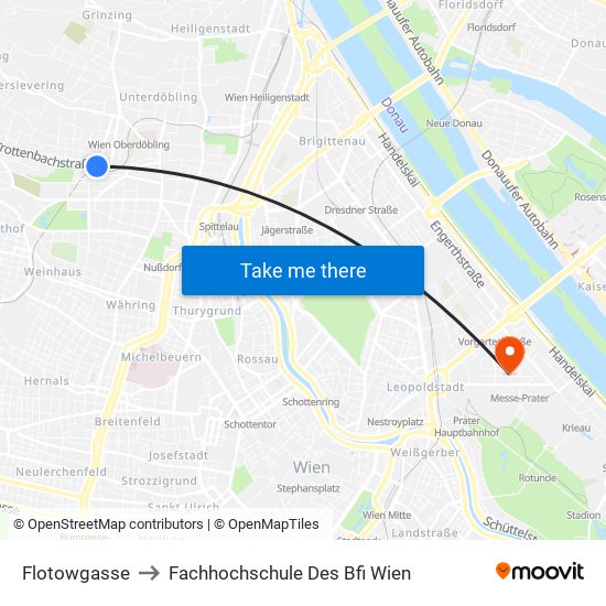 Flotowgasse to Fachhochschule Des Bfi Wien map