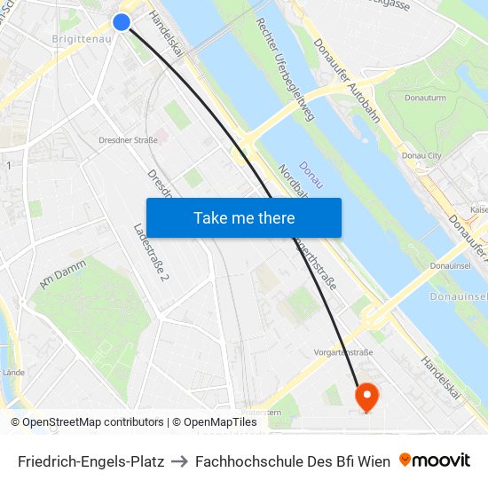 Friedrich-Engels-Platz to Fachhochschule Des Bfi Wien map