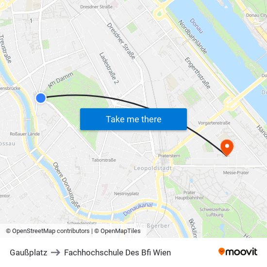Gaußplatz to Fachhochschule Des Bfi Wien map